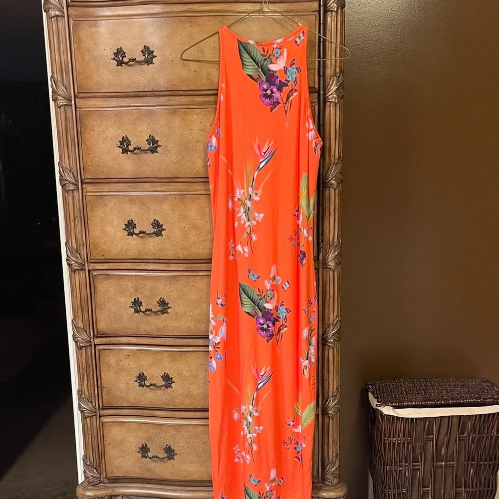 Ted Baker London Orange Floral Midi Dress - Picture 3 of 3